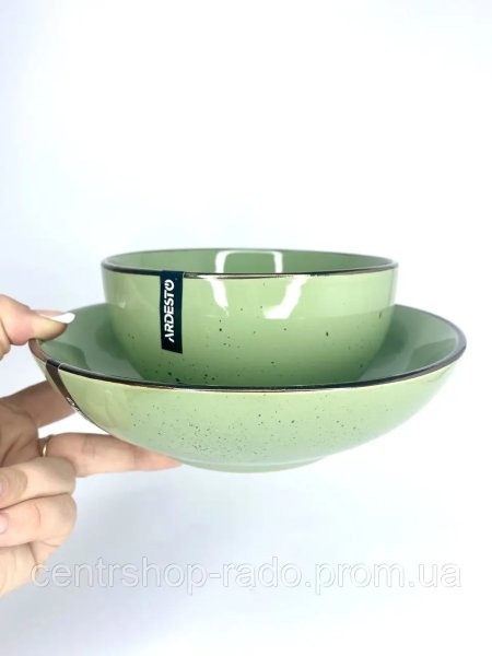 Тарілка супова Ardesto Bagheria, 20 см, Pastel green, кераміка