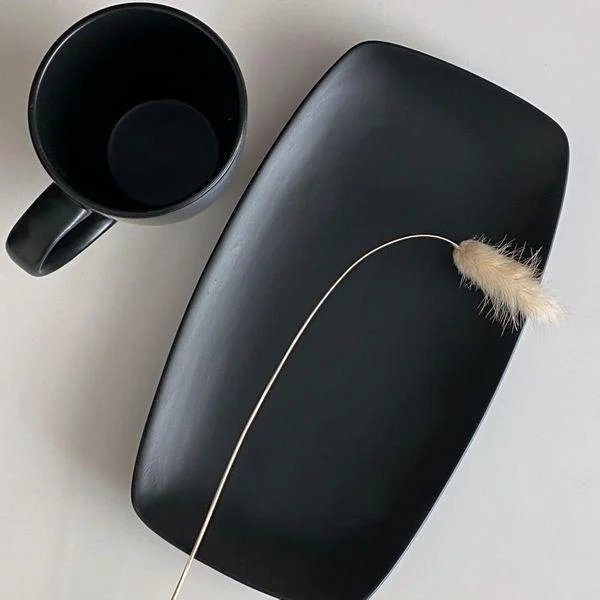 Блюдо прямокутне Ardesto Molize, 25х14 см, чорне, кераміка