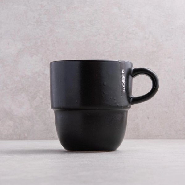 Чашка Ardesto Trento, 390 мл , чорна, кераміка