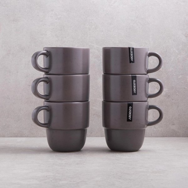 Чашка Ardesto Trento, 390 мл , сіра, кераміка