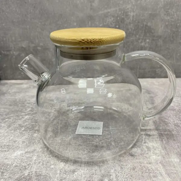 Заварник Ardesto Midori, 1000 мл, боросилікатне скло, бамбук