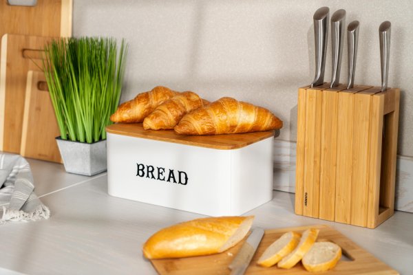 Хлібниця Ardesto Midori 30*18*15 см, метал/бамбук, біла