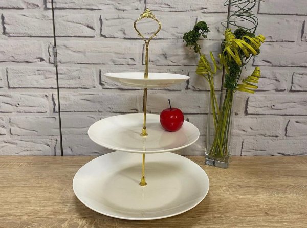 Блюдо 3-х ярусне Ardesto, 26,5*32 см, порцеляна