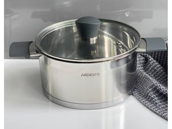 Каструля Ardesto Gemini Trento, скляна кришка, 3 л, нержавіюча сталь